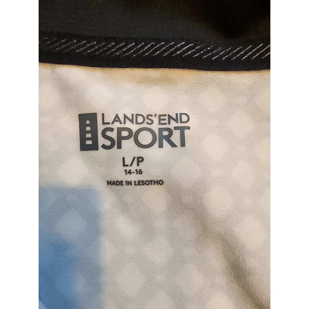Women's Lands' End Sport Long Sleeve Tee 14 Black & White NWOT - Picture 3 of 6